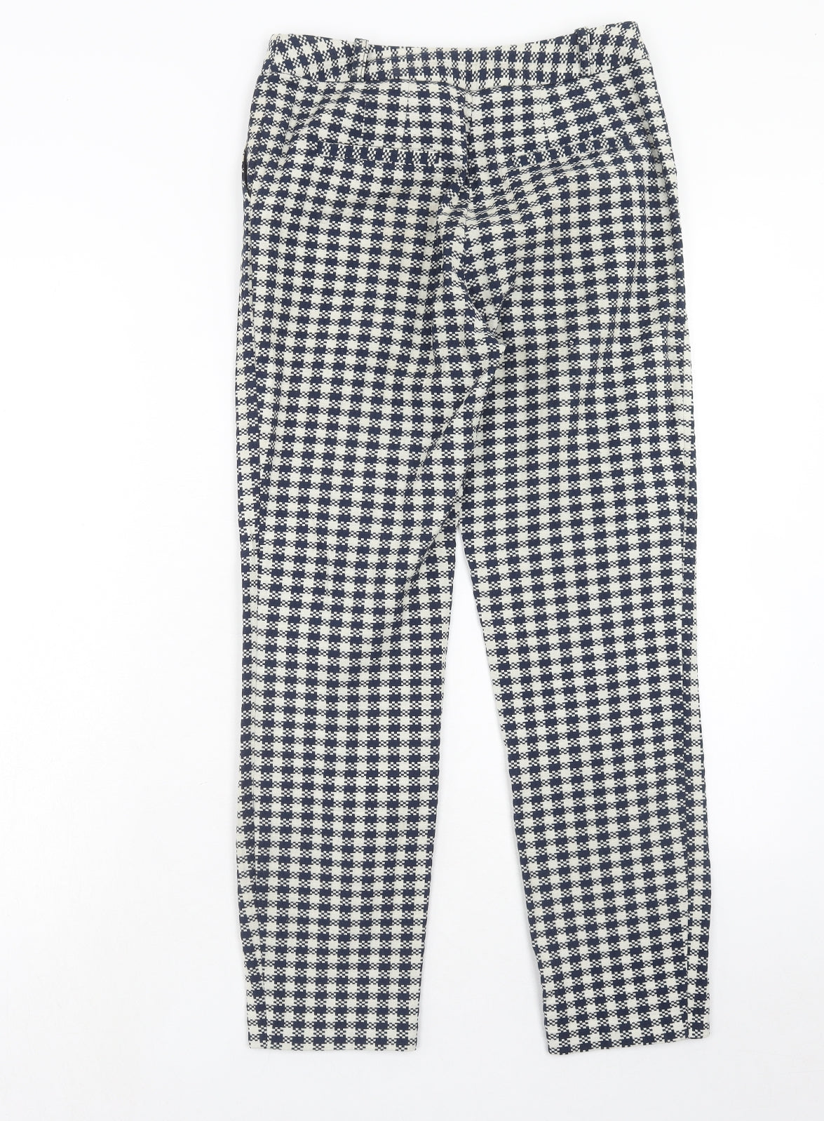 Topshop Womens Beige Geometric Cotton Trousers Size 6 Regular Hook & Eye