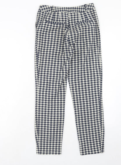 Topshop Womens Beige Geometric Cotton Trousers Size 6 Regular Hook & Eye