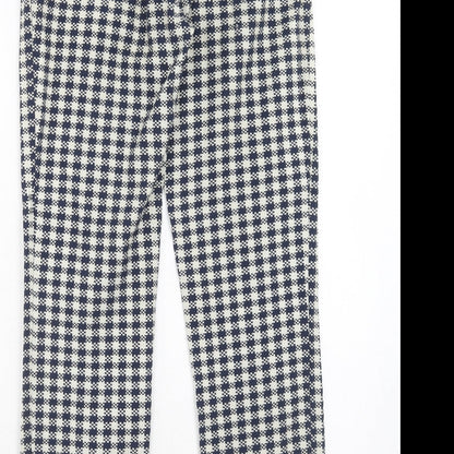 Topshop Womens Beige Geometric Cotton Trousers Size 6 Regular Hook & Eye