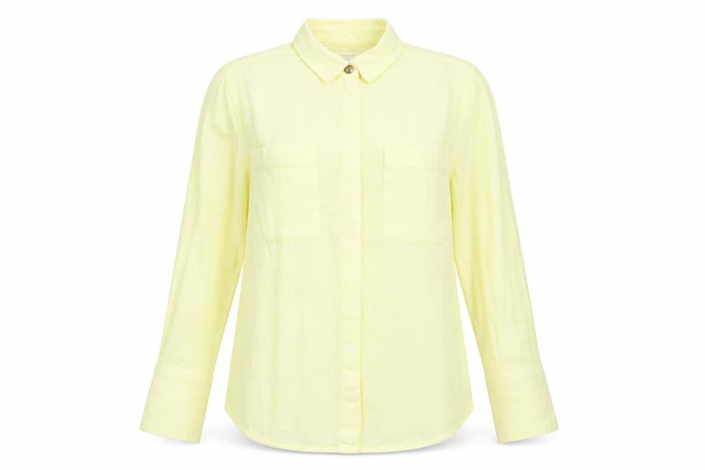 Womens UK Size 10 Warehouse Yellow Basic Button-Up
