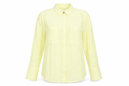 Womens UK Size 10 Warehouse Yellow Basic Button-Up