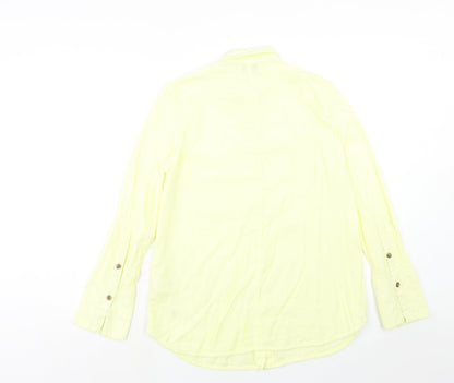Womens UK Size 10 Warehouse Yellow Basic Button-Up