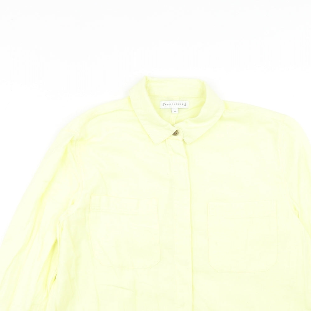 Womens UK Size 10 Warehouse Yellow Basic Button-Up