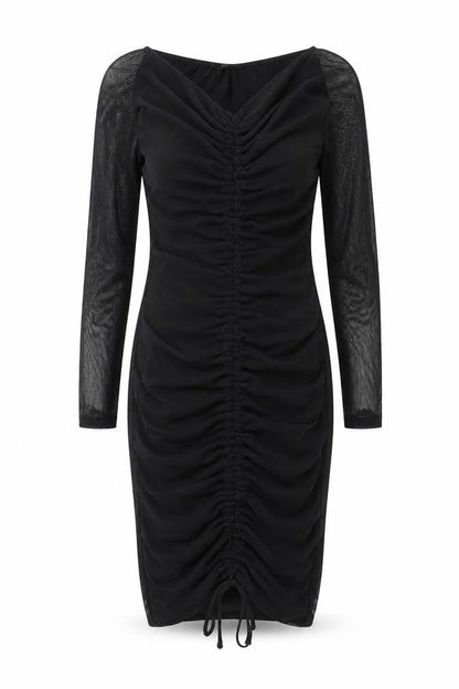 PRETTYLITTLETHING Womens Black Polyester A-Line Size 8 V-Neck Pullover