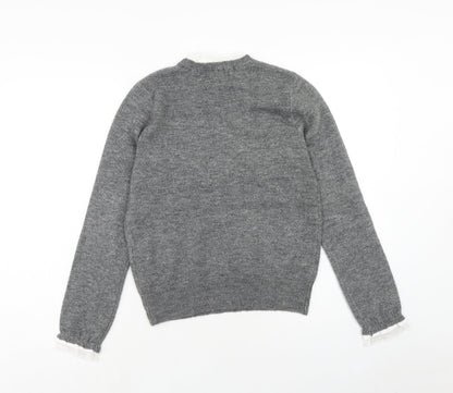 Primark Womens Grey Mock Neck Polyester Pullover Jumper Size S