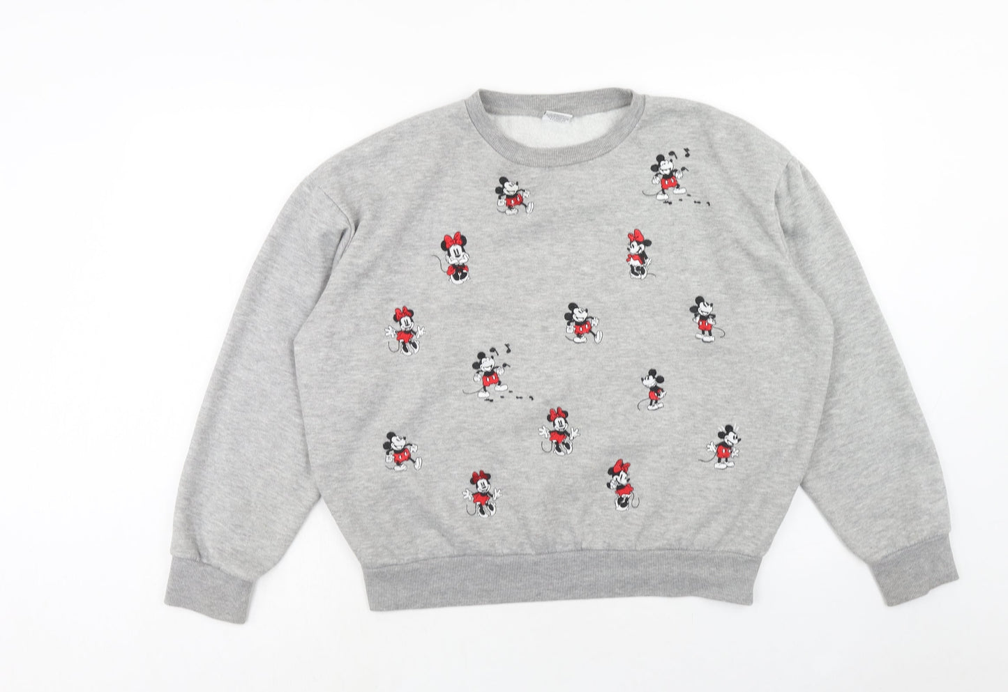 Primark Womens Grey Cotton Pullover Sweatshirt Size M Pullover - Mickey and Minnie Mouse Size 12-14