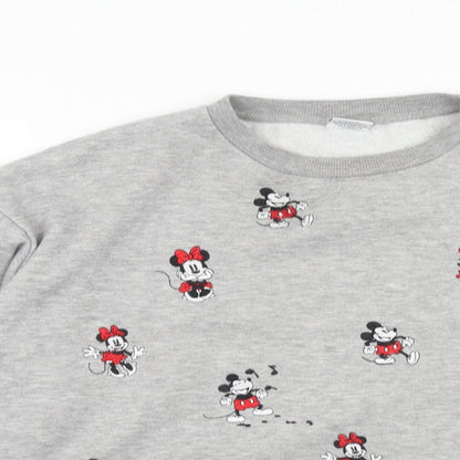 Primark Womens Grey Cotton Pullover Sweatshirt Size M Pullover - Mickey and Minnie Mouse Size 12-14