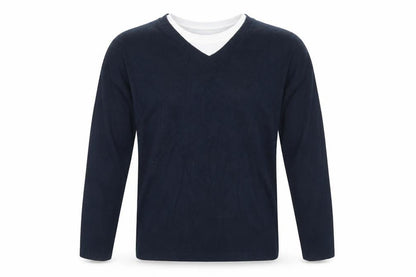Unity Mens Blue V-Neck Cotton Pullover Jumper Size M Long Sleeve