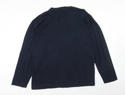 Unity Mens Blue V-Neck Cotton Pullover Jumper Size M Long Sleeve