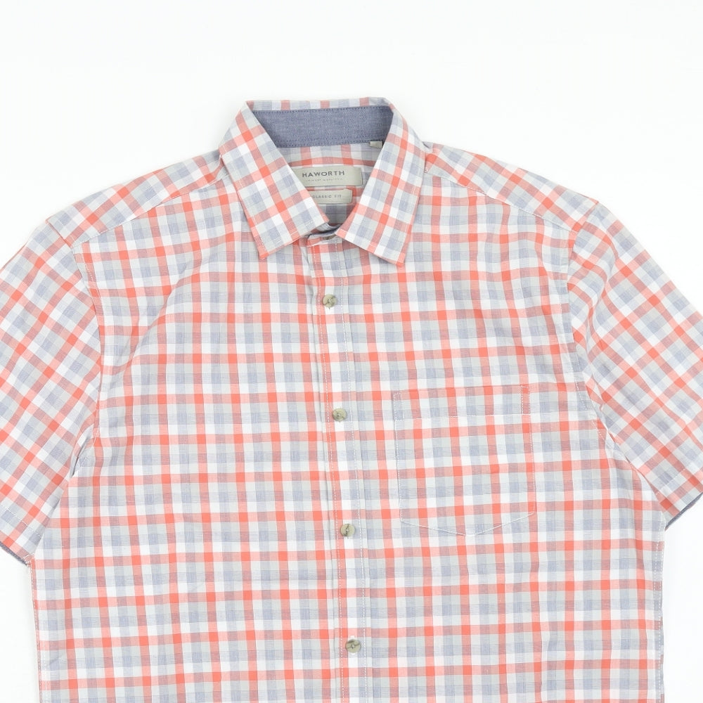 Mens UK Size M Haworth Red  Button-Up Short Sleeve Casual Shirt