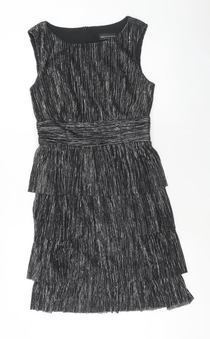 Connected Womens Black Polyester A-Line Size 8 Round Neck Zip
