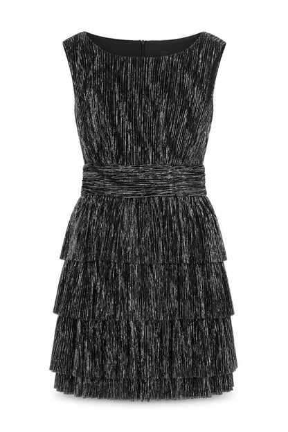 Connected Womens Black Polyester A-Line Size 8 Round Neck Zip
