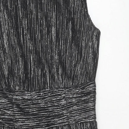 Connected Womens Black Polyester A-Line Size 8 Round Neck Zip