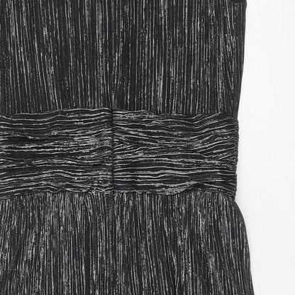 Connected Womens Black Polyester A-Line Size 8 Round Neck Zip