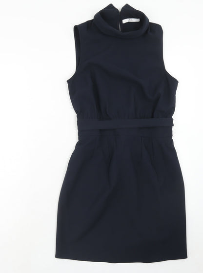 Very Womens Blue Polyester A-Line Size 10 Collared Button