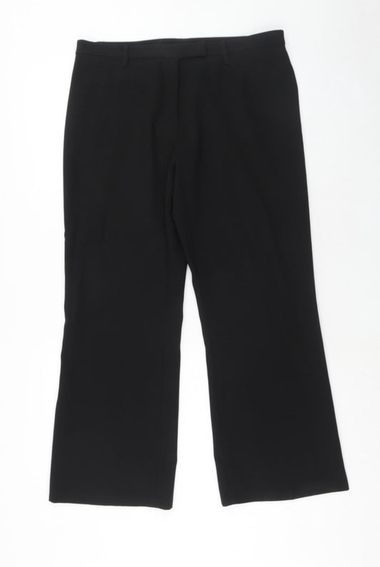 Kit Womens Black Polyester Trousers Size 14 Regular Hook & Eye