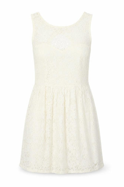 Jane Norman Womens Ivory Floral Cotton A-Line Size 6 Round Neck Button