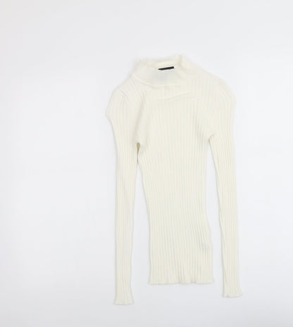 Atmosphere Womens Ivory Mock Neck Viscose Pullover Jumper Size 8