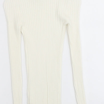 Atmosphere Womens Ivory Mock Neck Viscose Pullover Jumper Size 8