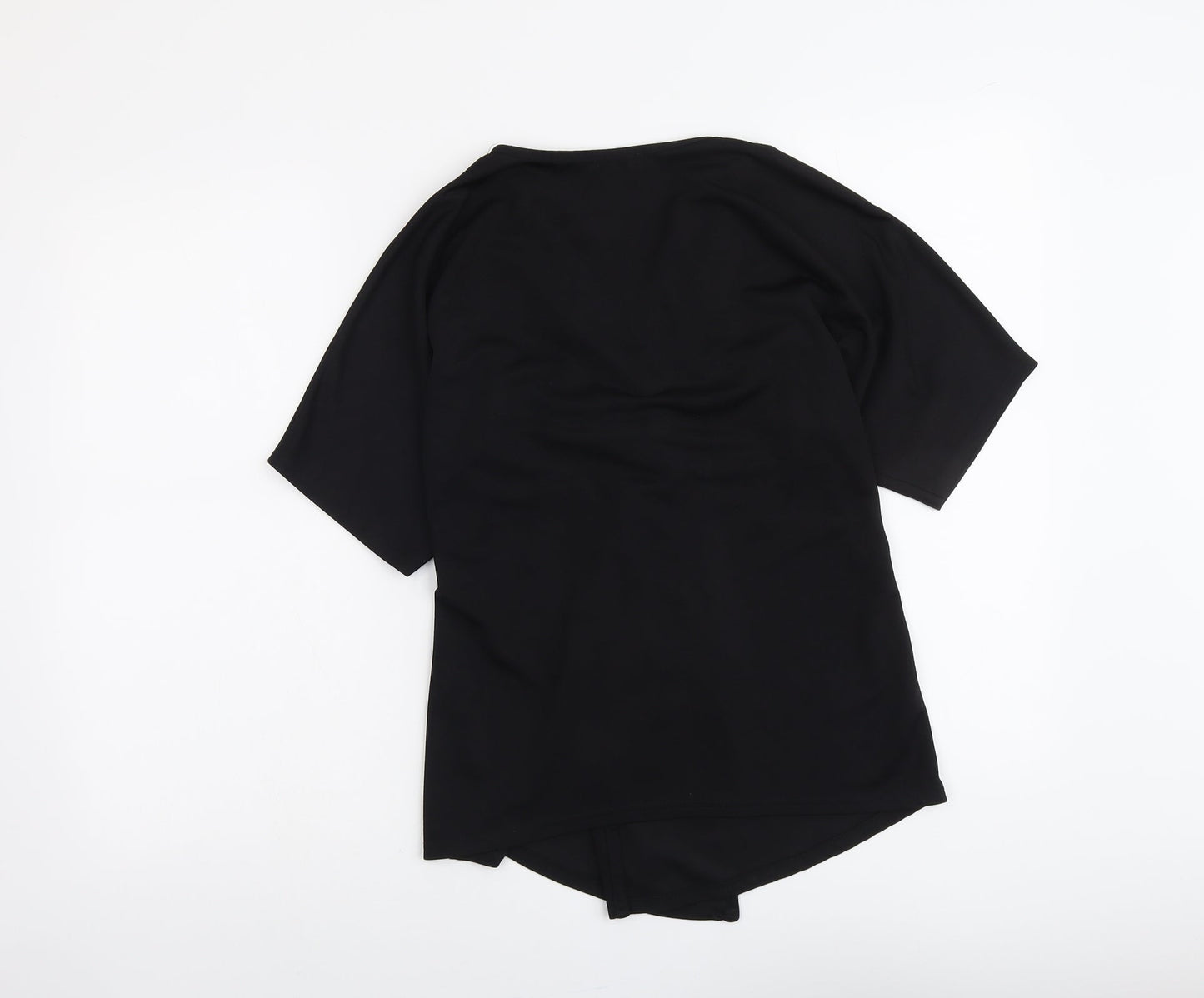 Boohoo Womens Black Polyester Basic Blouse Size 8 V-Neck
