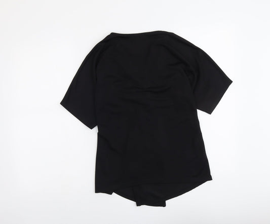 Boohoo Womens Black Polyester Basic Blouse Size 8 V-Neck