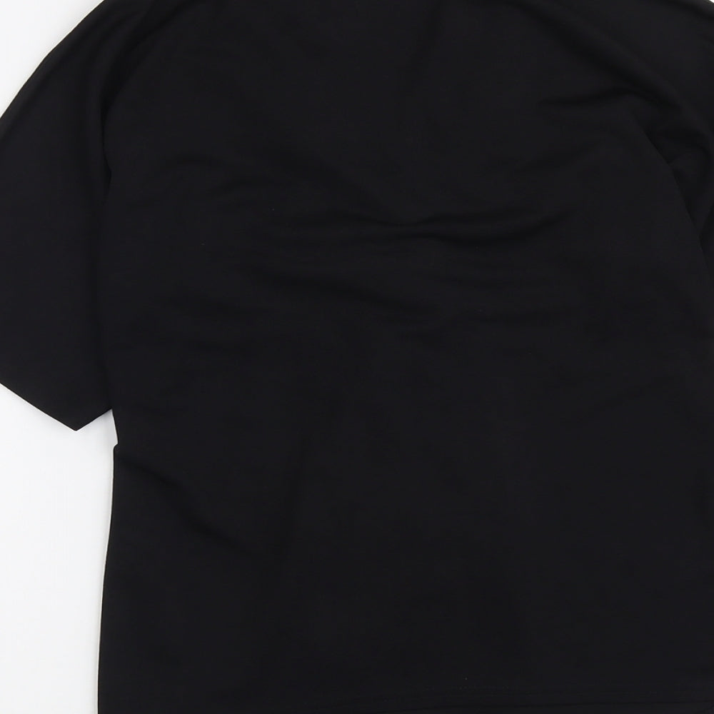 Boohoo Womens Black Polyester Basic Blouse Size 8 V-Neck