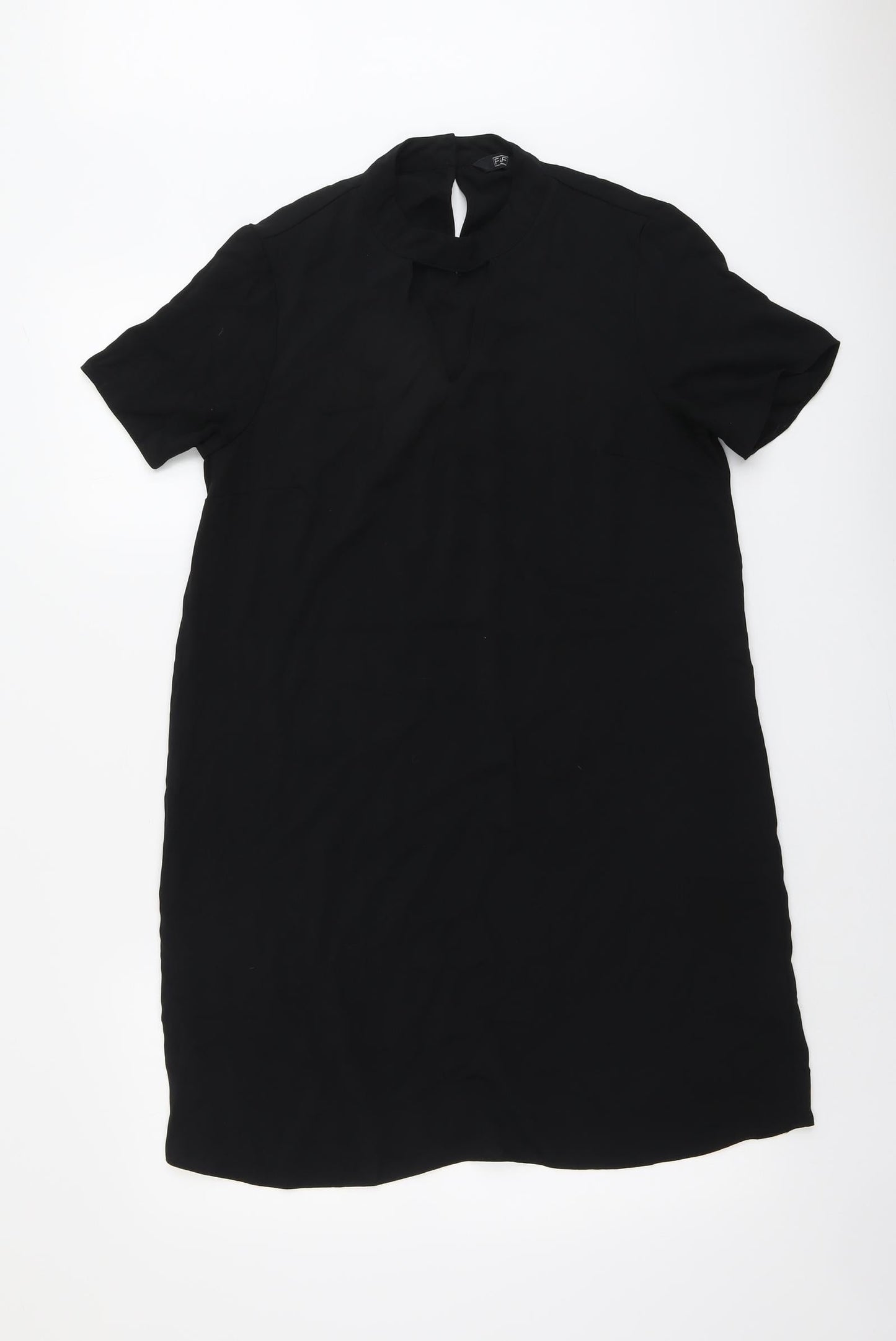 F&F Womens Black Polyester A-Line Size 12 Round Neck Button