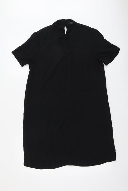 F&F Womens Black Polyester A-Line Size 12 Round Neck Button
