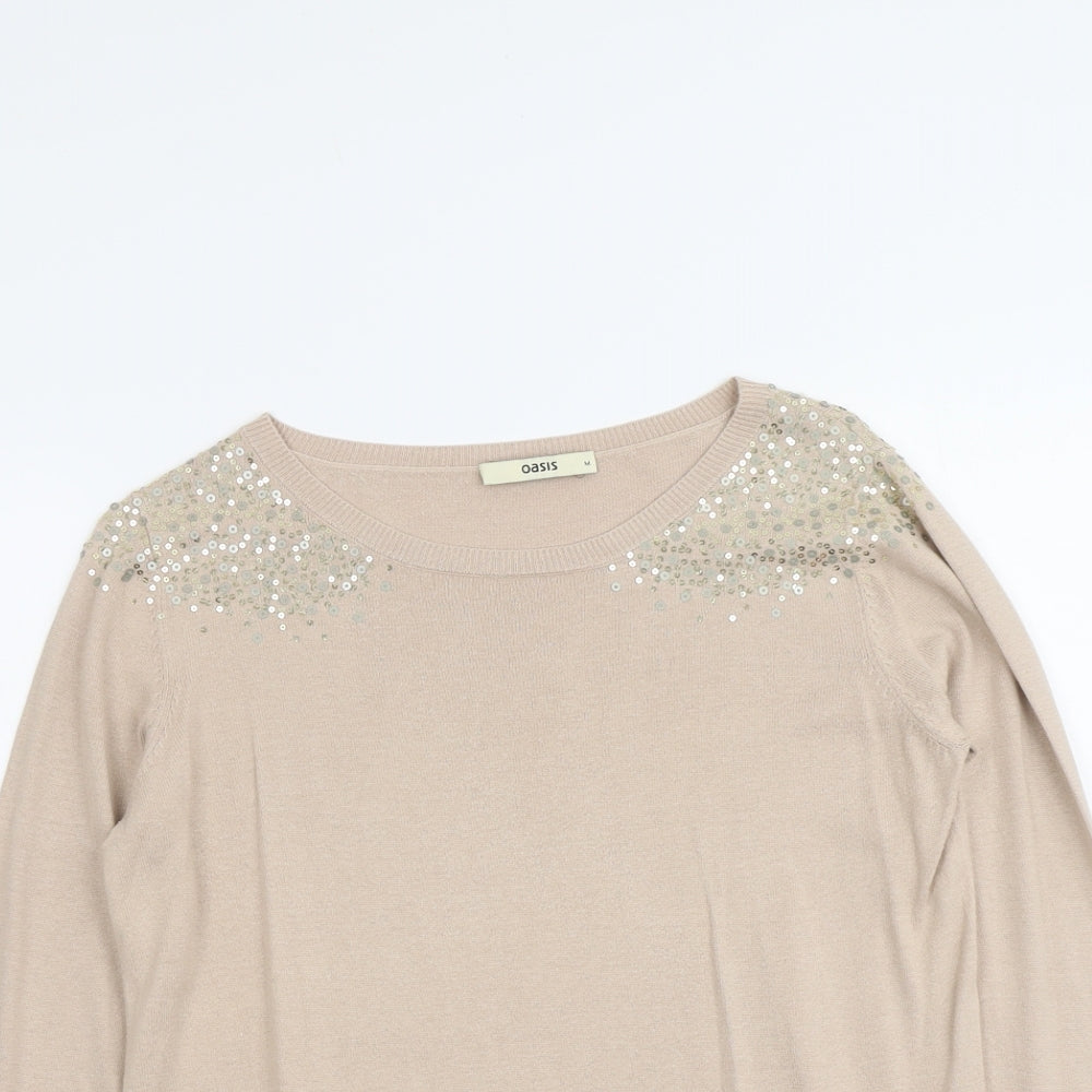 Womens UK Size M Oasis Beige Pullover Jumper