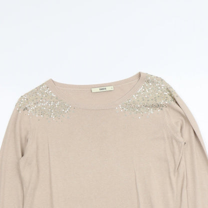 Womens UK Size M Oasis Beige Pullover Jumper
