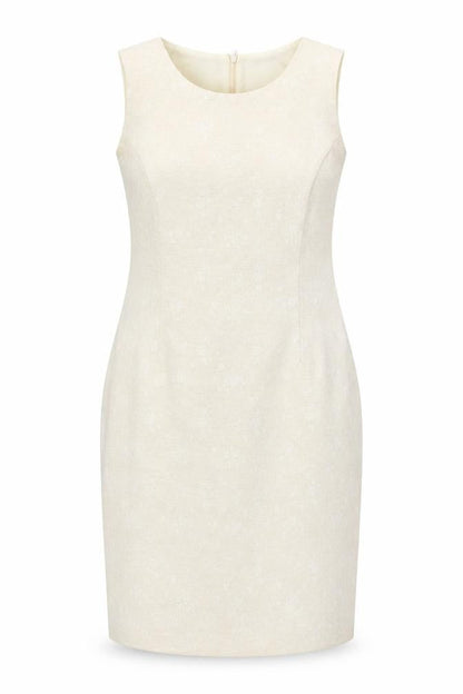 Yessica Womens Beige Geometric Polyester Pencil Dress Size 16 Round Neck Zip