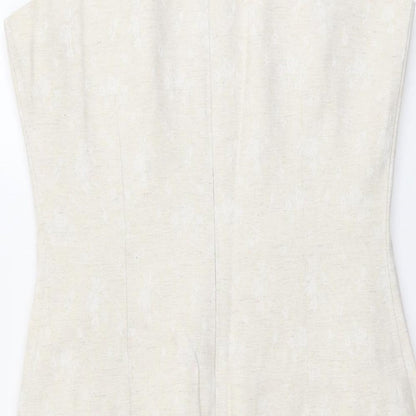 Yessica Womens Beige Geometric Polyester Pencil Dress Size 16 Round Neck Zip