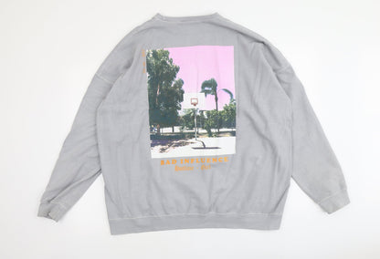 Missguided Womens Grey Cotton Pullover Sweatshirt Size 12 Pullover