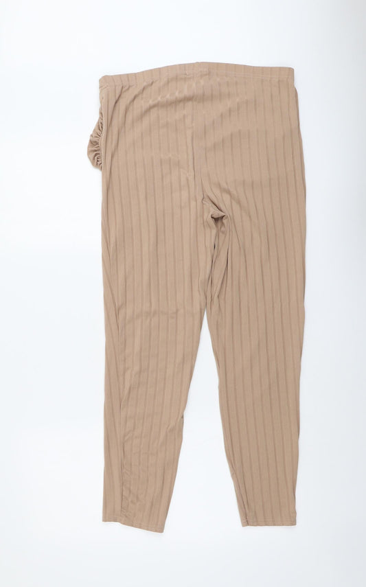 Womens UK Size 14 Boohoo Regular Fit Jogger Beige Trousers