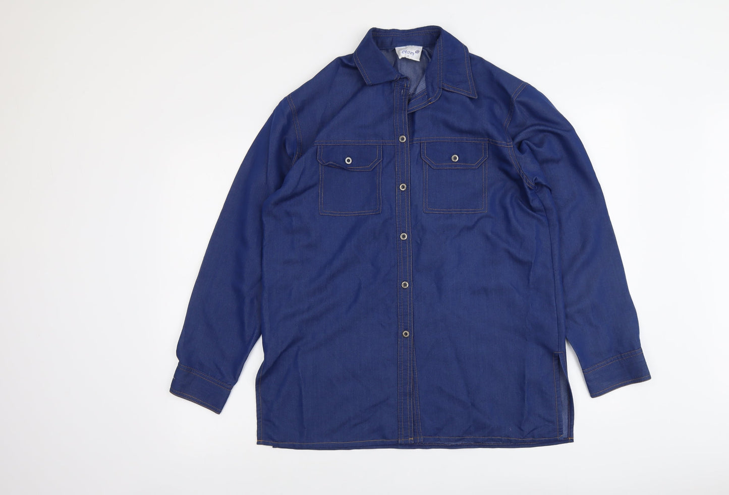 Womens UK Size 10 Etam Blue Basic Button-Up