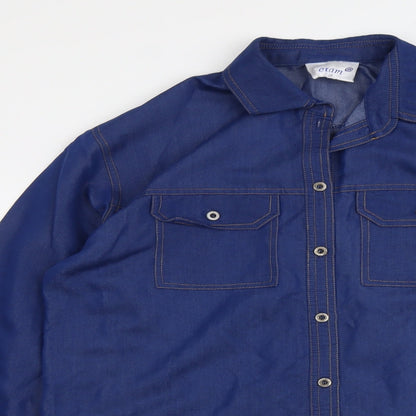 Womens UK Size 10 Etam Blue Basic Button-Up