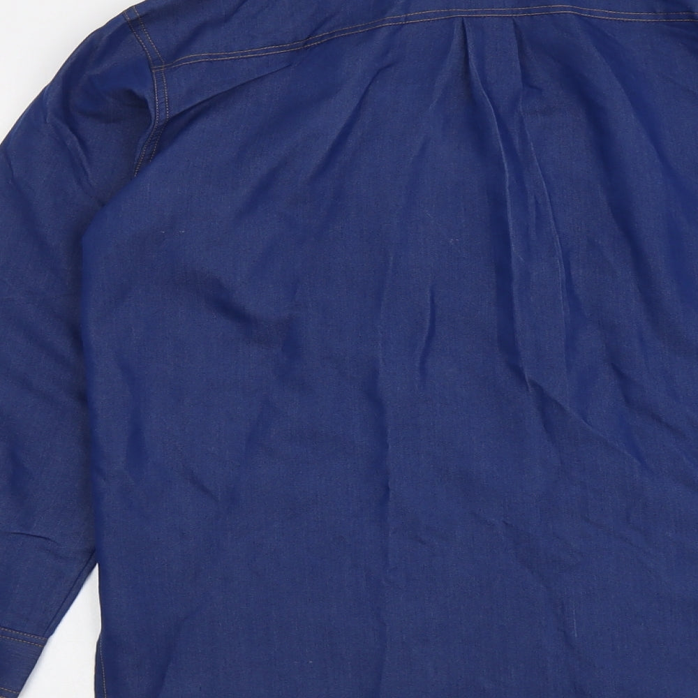 Womens UK Size 10 Etam Blue Basic Button-Up