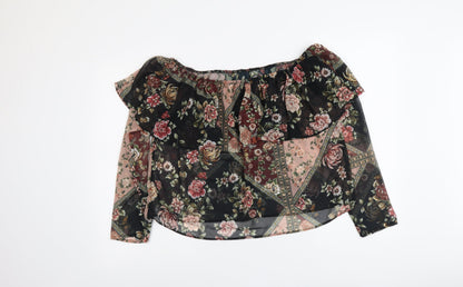 Womens UK Size L Stradivarius Black Basic Blouse