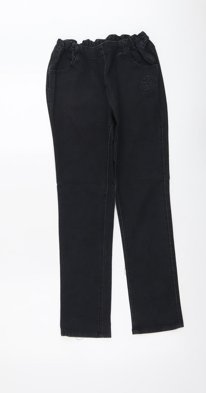 Coco Drillo Girls Black Cotton Straight Jeans Size 11-12 Years Regular Button
