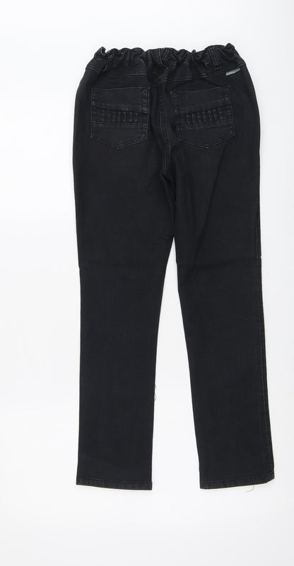 Coco Drillo Girls Black Cotton Straight Jeans Size 11-12 Years Regular Button