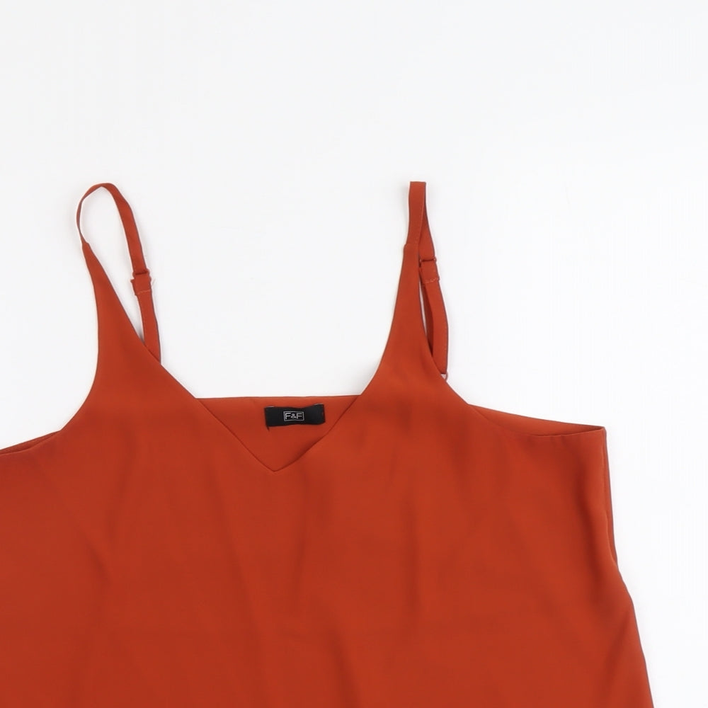 F&F Womens Red Polyester Camisole Tank Size 12 V-Neck