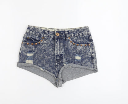 Denim & Co. Womens Blue Cotton Cut-Off Shorts Size 8 L3 in Regular Button