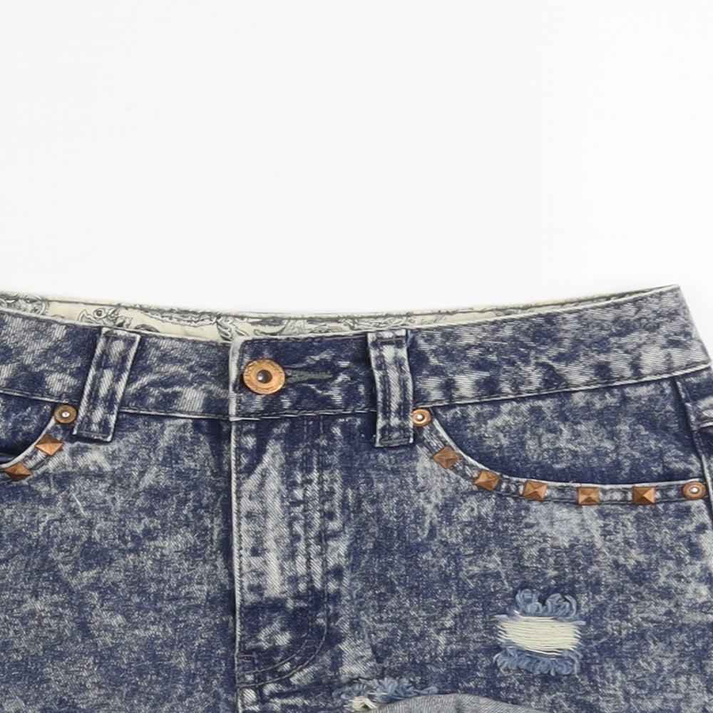 Denim & Co. Womens Blue Cotton Cut-Off Shorts Size 8 L3 in Regular Button