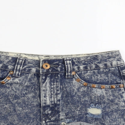 Denim & Co. Womens Blue Cotton Cut-Off Shorts Size 8 L3 in Regular Button
