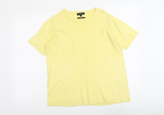 Classic Womens Yellow Round Neck Acrylic Pullover Jumper Size L