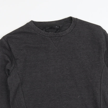 Zara Mens Grey Polyester Pullover Sweatshirt Size S
