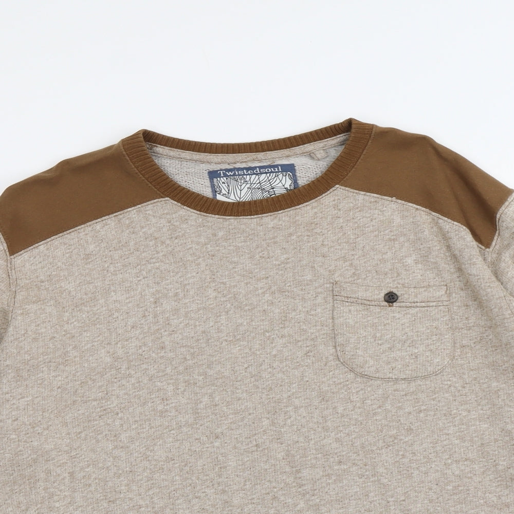 Twisted Soul Mens Brown Cotton Pullover Sweatshirt Size L