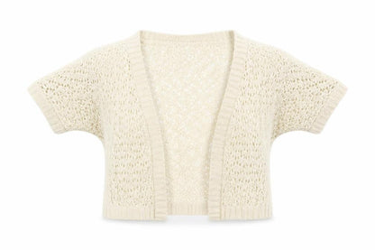 H&M Girls Beige V-Neck Acrylic Cardigan Jumper Size 6-7 Years Hook & Eye