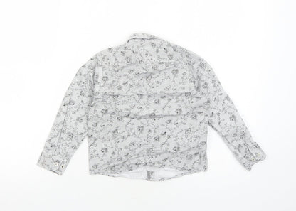 Steel & Jelly Boys Grey Floral Cotton Basic Button-Up Size 5-6 Years Collared Button