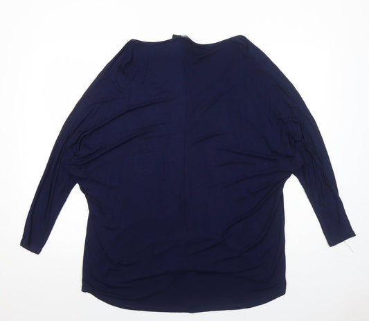 Boohoo Womens Blue Viscose Basic Blouse Size 16 V-Neck